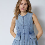 PancyCC Denim Top - Fade Denim