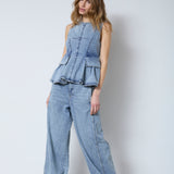 PancyCC Denim Top - Fade Denim