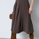 AnyaCC Midi Pleat Skirt - Mocca