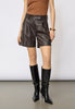 PhoebeCC Leather Pleat Shorts - Dark Brown