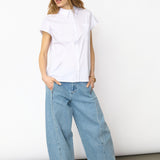 ElaraCC Slit Back SS Shirt - White