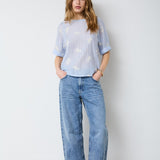 AmeliaCC Emb SS Blouse - Pale Blue - Co'couture