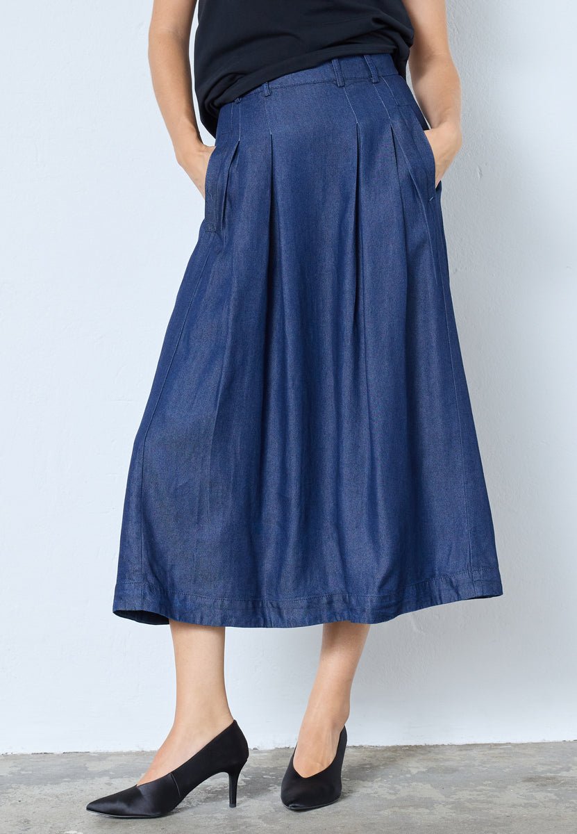 AnyaCC Denim Pleat Skirt - Dark Denim - Co'couture