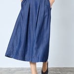 AnyaCC Denim Pleat Skirt - Dark Denim - Co'couture