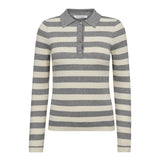BonnyCC Stripe L/S Polo Knit - Light Grey - Co'couture