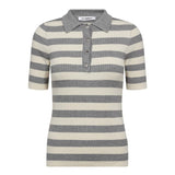 BonnyCC Stripe S/S Polo Knit - Light Grey - Co'couture