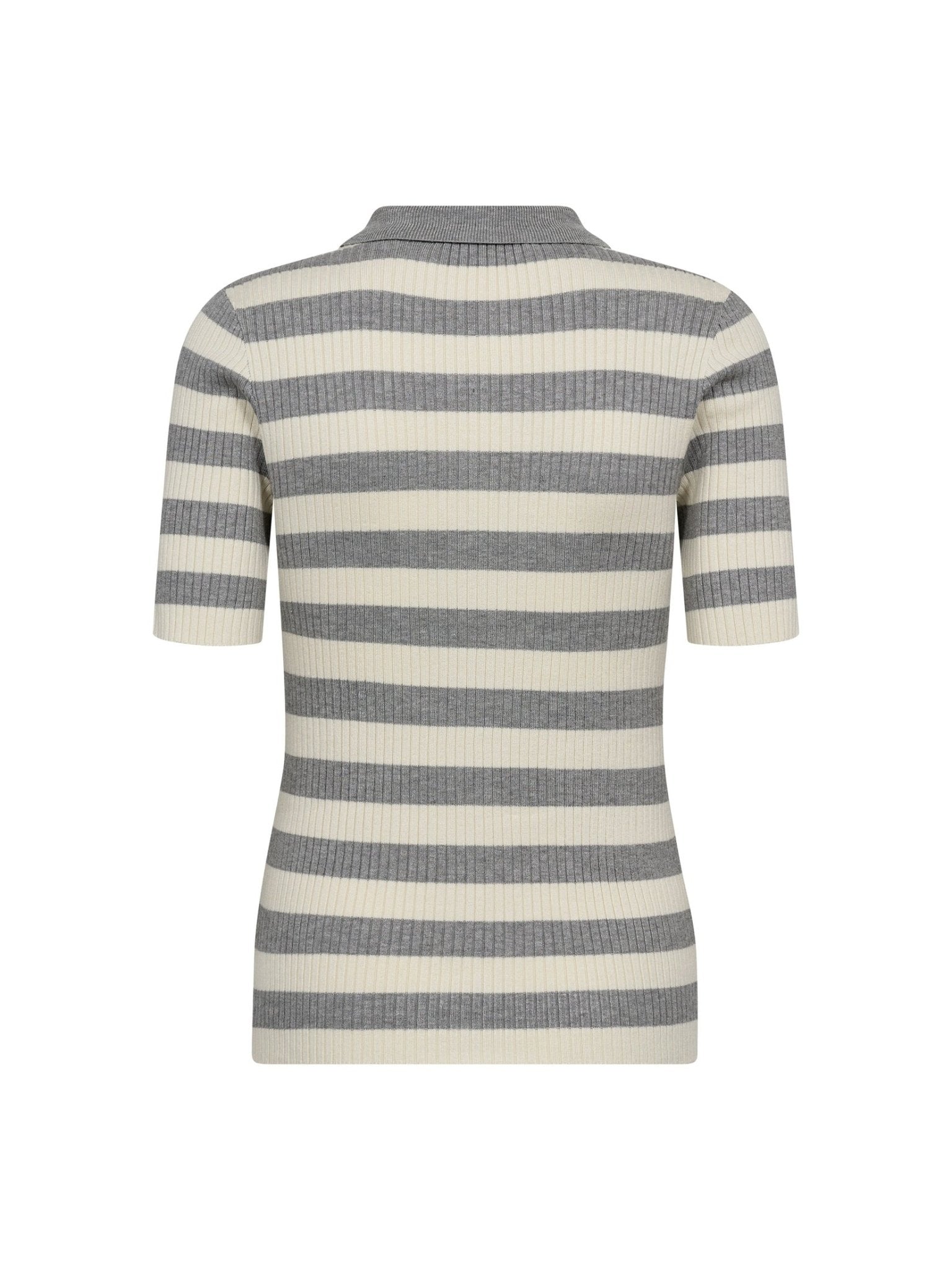 BonnyCC Stripe S/S Polo Knit - Light Grey - Co'couture