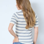 BonnyCC Stripe S/S Polo Knit - Light Grey - Co'couture