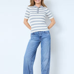 BonnyCC Stripe S/S Polo Knit - Light Grey - Co'couture