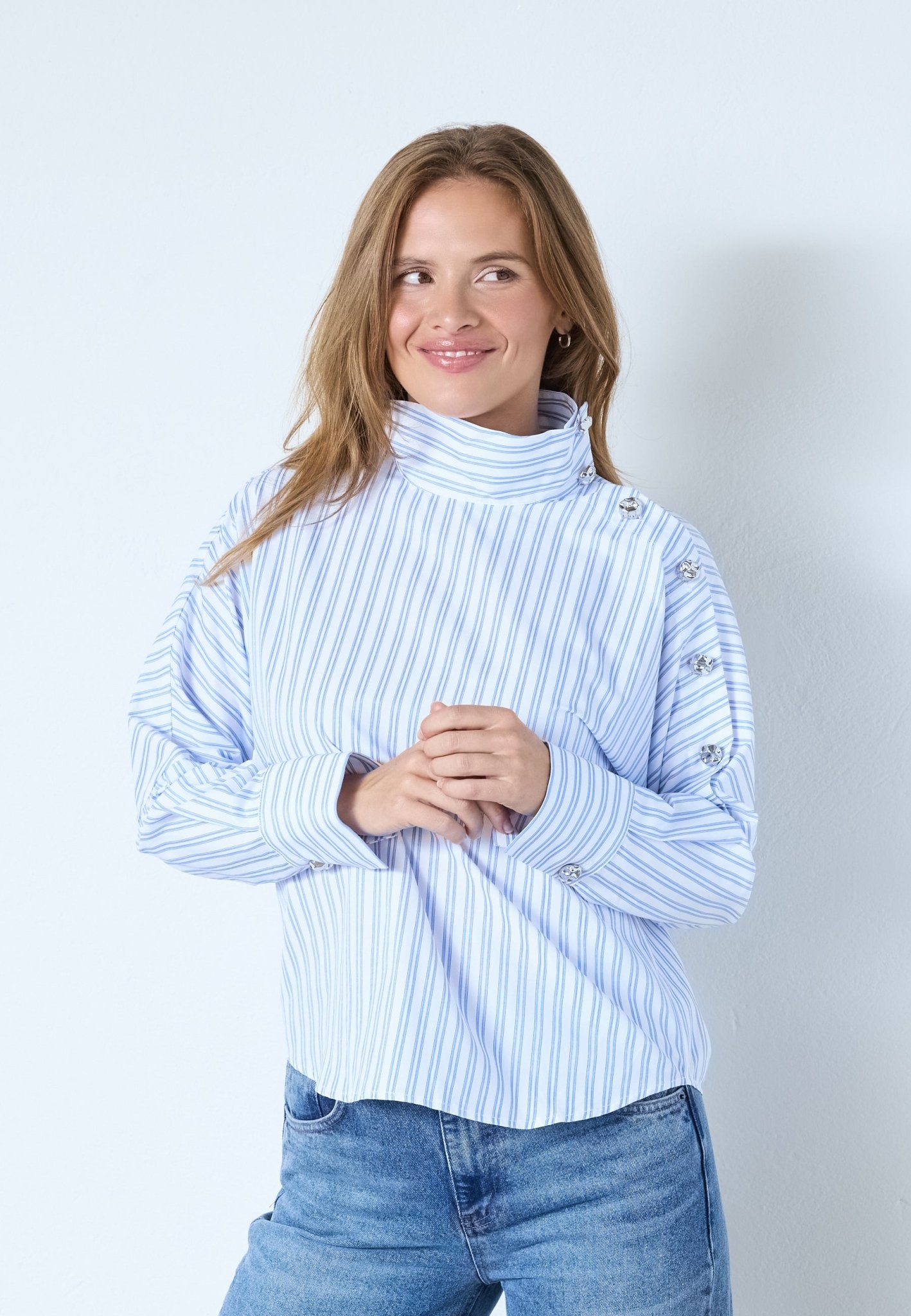 DevinCC AsymCC Button Blouse - Blue - Co'couture