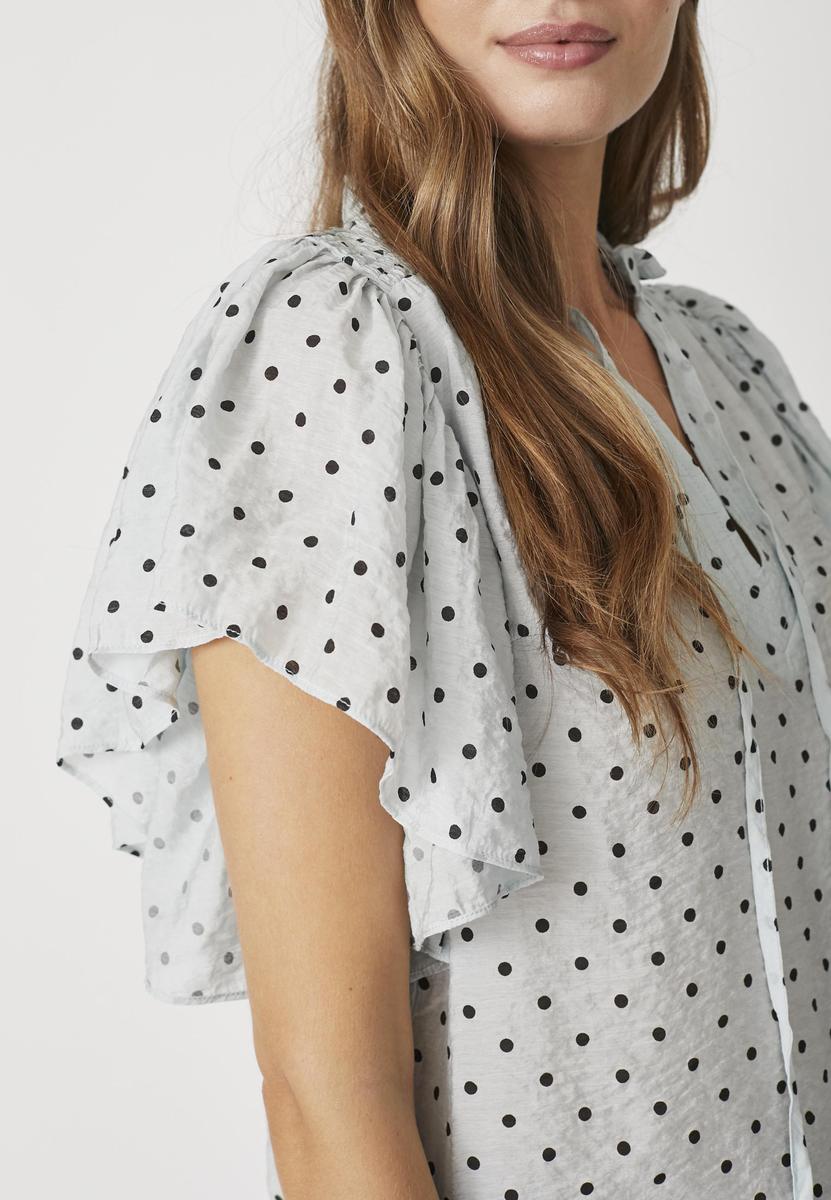 DionneCC Dot SS Frill Top - Pale Blue - Co'couture