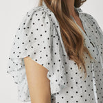 DionneCC Dot SS Frill Top - Pale Blue - Co'couture