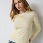 GrannyCC Rib Emb LS Blouse - OffWhite/Pastel Yellow - Co'couture