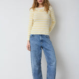 GrannyCC Rib Emb LS Blouse - OffWhite/Pastel Yellow - Co'couture