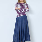 GrannyCC Rib Emb LS Blouse - OffWhite/Plum - Co'couture