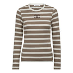 GrannyCC Rib Emb LS Blouse - OffWhite/Walnut - Co'couture