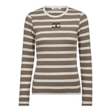 GrannyCC Rib Emb LS Blouse - OffWhite/Walnut - Co'couture