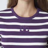 GrannyCC Rib Emb SS T-shirt - OffWhite/Plum - Co'couture