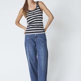 GrannyCC Rib Emb. Tank Top - OffWhite - Black - Co'couture