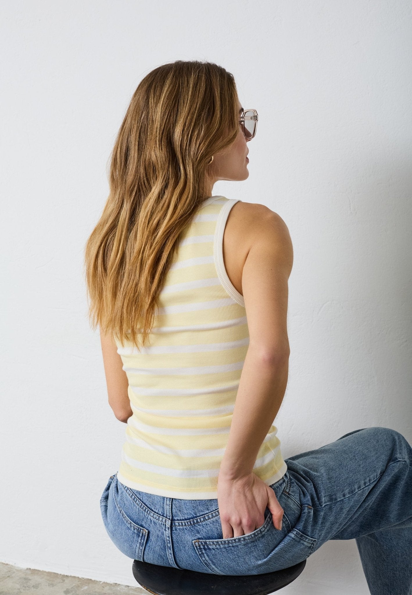 GrannyCC Rib Emb. Tank Top - OffWhite/Pastel Yellow - Co'couture