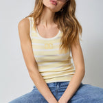 GrannyCC Rib Emb. Tank Top - OffWhite/Pastel Yellow - Co'couture