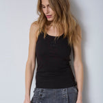 GrannyCC Rib Solid Emb Tank - Black - Co'couture
