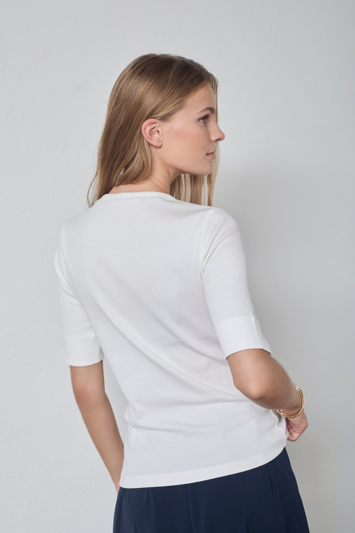 GrannyCC Rib SS V - Tee - Off white - Co'couture