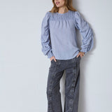 KesiCC Drape Sleeve Blouse - Pale Blue - Co'couture