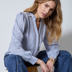 KesiCC Lace V - Shirt - Pale Blue - Co'couture