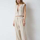 LeenaCC Linen Pleat LL Pant - Bone - Co'couture