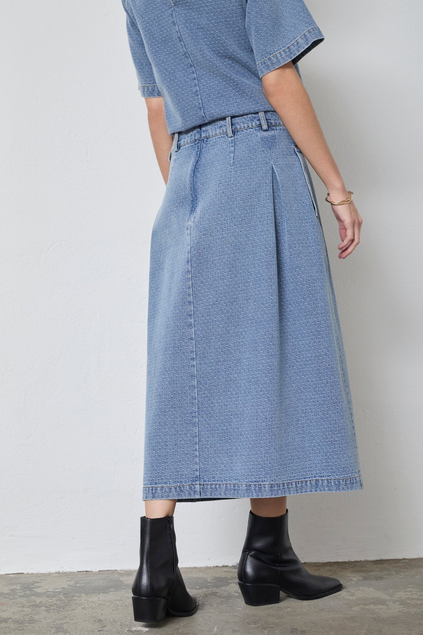 LovaCC Anya Pleat Skirt - Denim blue - Co'couture