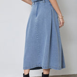 LovaCC Anya Pleat Skirt - Denim blue - Co'couture