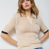 LueCC Pointelle Polo Knit - Bone - Co'couture