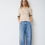 LueCC Pointelle Polo Knit - Bone - Co'couture