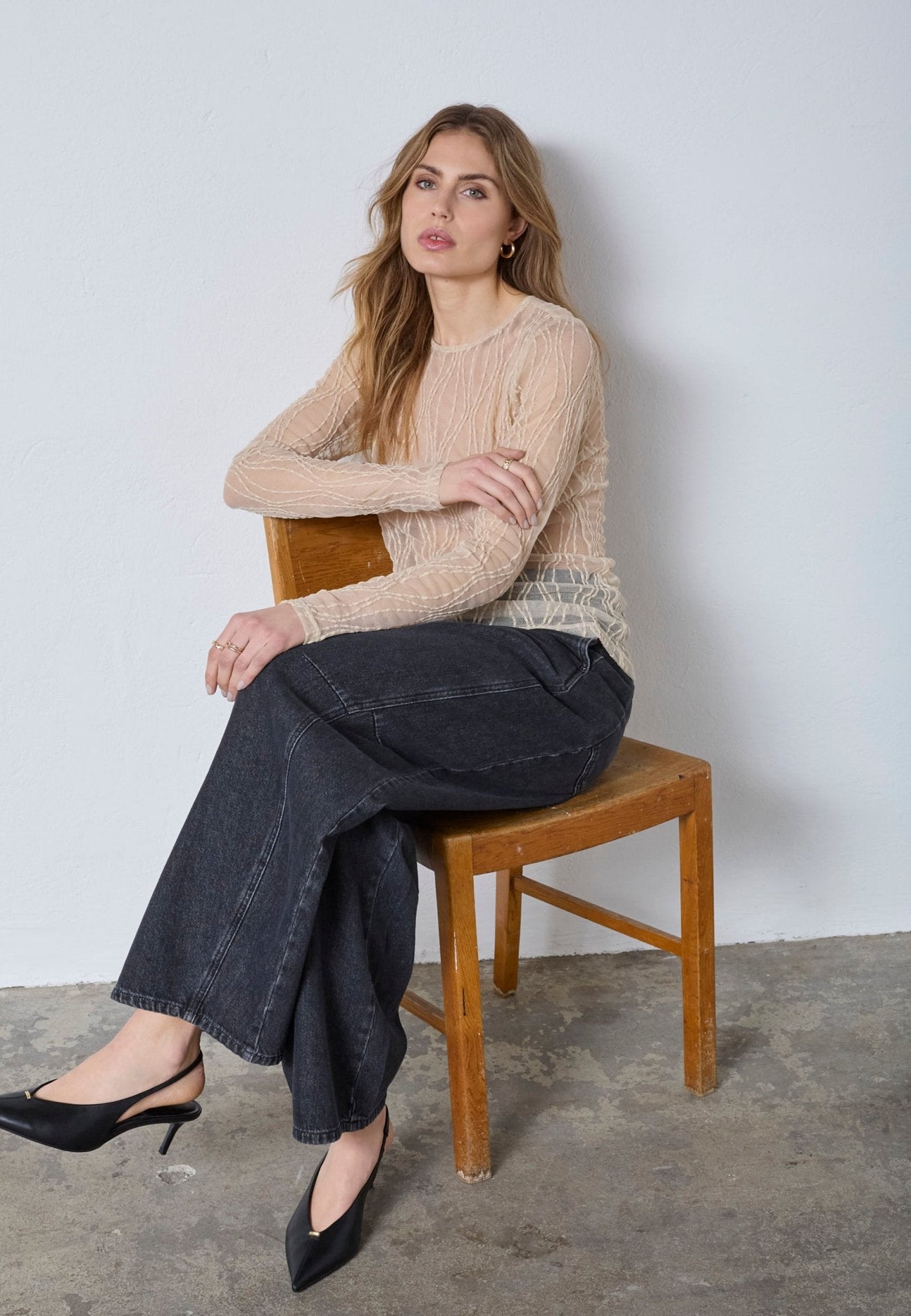 MarcyCC Mesh O - blouse - Bone - Co'couture