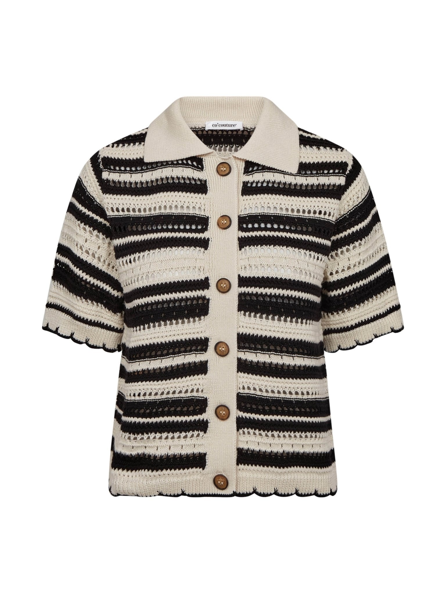 OdetteCC Stripe SS Cardigan - OffWhite - Black - Co'couture