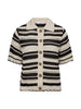 OdetteCC Stripe SS Cardigan - OffWhite-Black