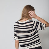 OdetteCC Stripe SS O - Knit - OffWhite - Black - Co'couture