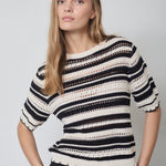 OdetteCC Stripe SS O - Knit - OffWhite - Black - Co'couture