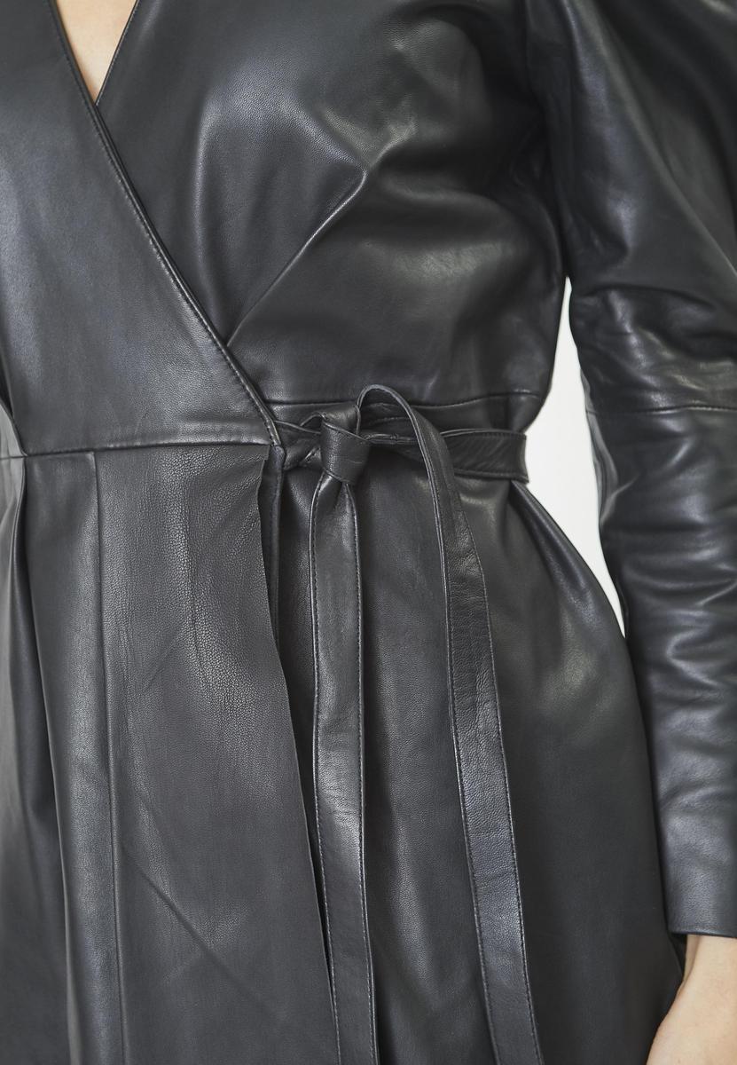 PhoebeCC Leather Wrap Dress - Black - Co'couture