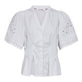 PoppyCC Emb SS V - Shirt - White - Co'couture