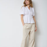 PoppyCC Emb SS V - Shirt - White - Co'couture