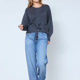 RowCC Pointelle Tie Cardigan - Dark Grey - Co'couture