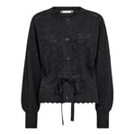 RowCC Pointelle Tie Cardigan - Dark Grey - Co'couture