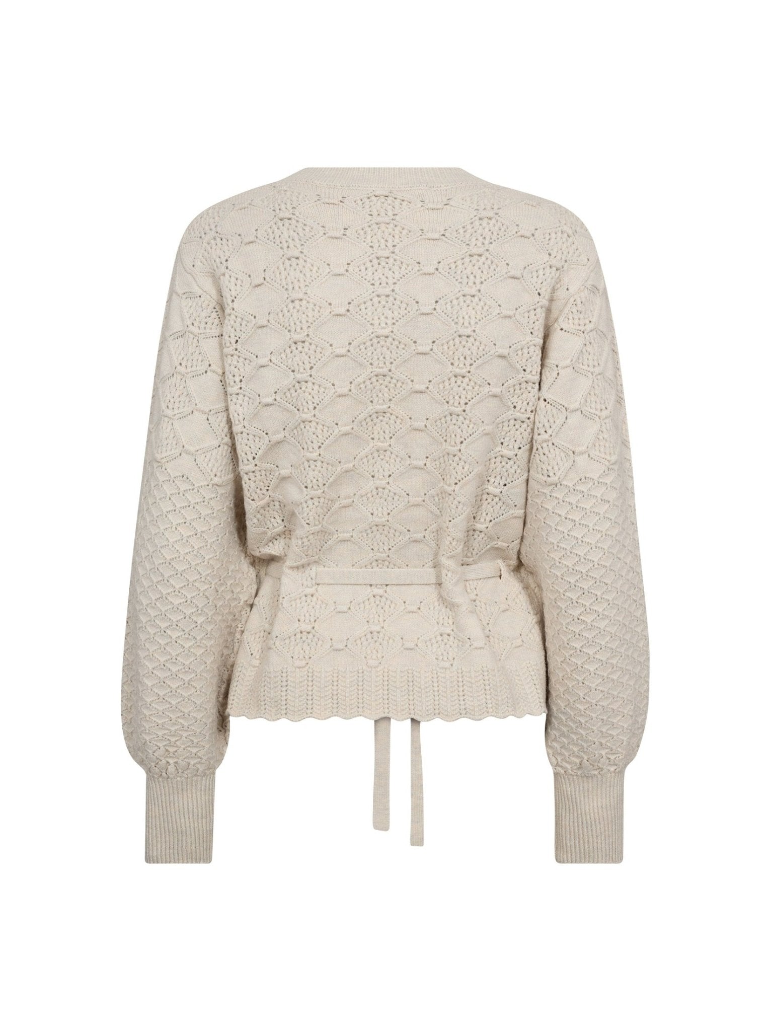 RowCC Pointelle Tie Cardigan - Ivory - Co'couture