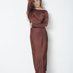 SafiraCC Waterfall Back Dress - Dark Brown - Co'couture