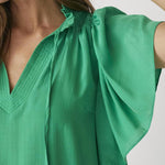 SunriseCC SS Frill Top - Green - Co'couture
