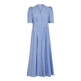 TeranCC Stripe Pleat Dress - Pale Blue - Co'couture