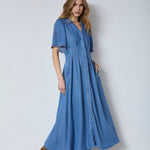 TillyCC Emb Pleat Dress - Denim blue - Co'couture