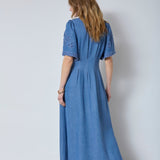 TillyCC Emb Pleat Dress - Denim blue - Co'couture